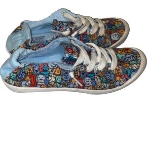 SKECHERS BOBS Beach Bingo Woof Pack Women's Canvas Shoes Sz 7 Memory Foam Dogs